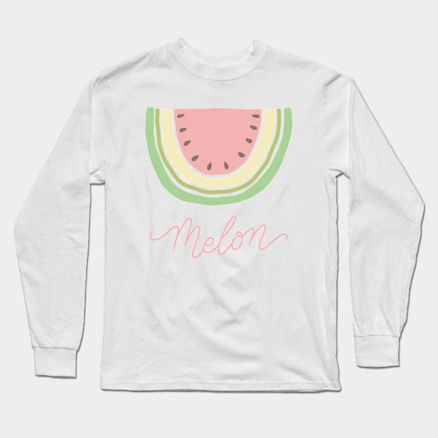 Melon Summer Fruit Watermelon Slice Minimalist Abstract Long Sleeve T-Shirt by DoubleBrush